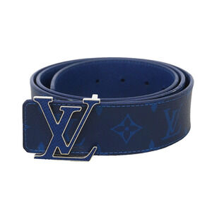 Louis Vuitton Monogram Taiga Belt, Ceinture LV Initial M0159, Blue Cobalt, Men's